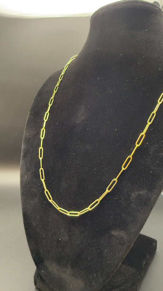 10k GOLD PAPER CLIP 20” NECKLACE